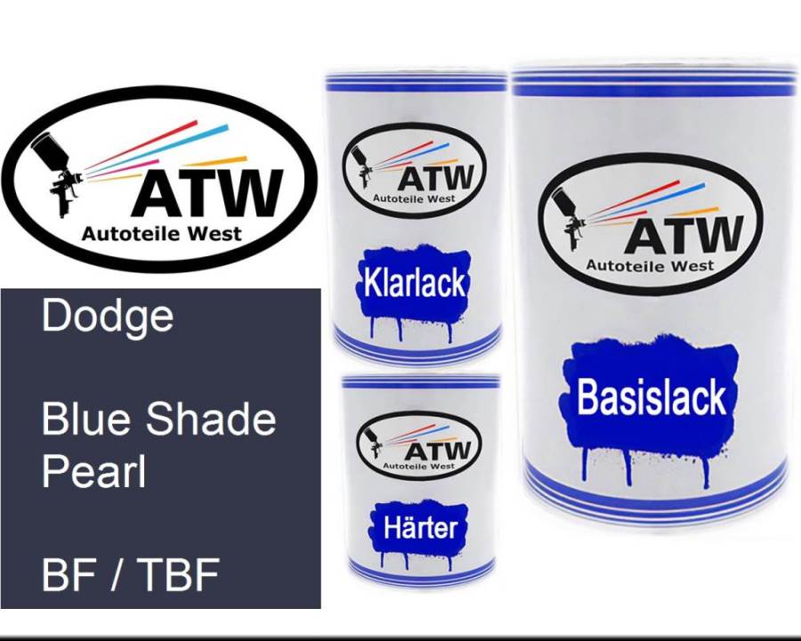 Dodge, Blue Shade Pearl, BF / TBF: 500ml Lackdose + 500ml Klarlack + 250ml Härter - Set, von ATW Autoteile West.